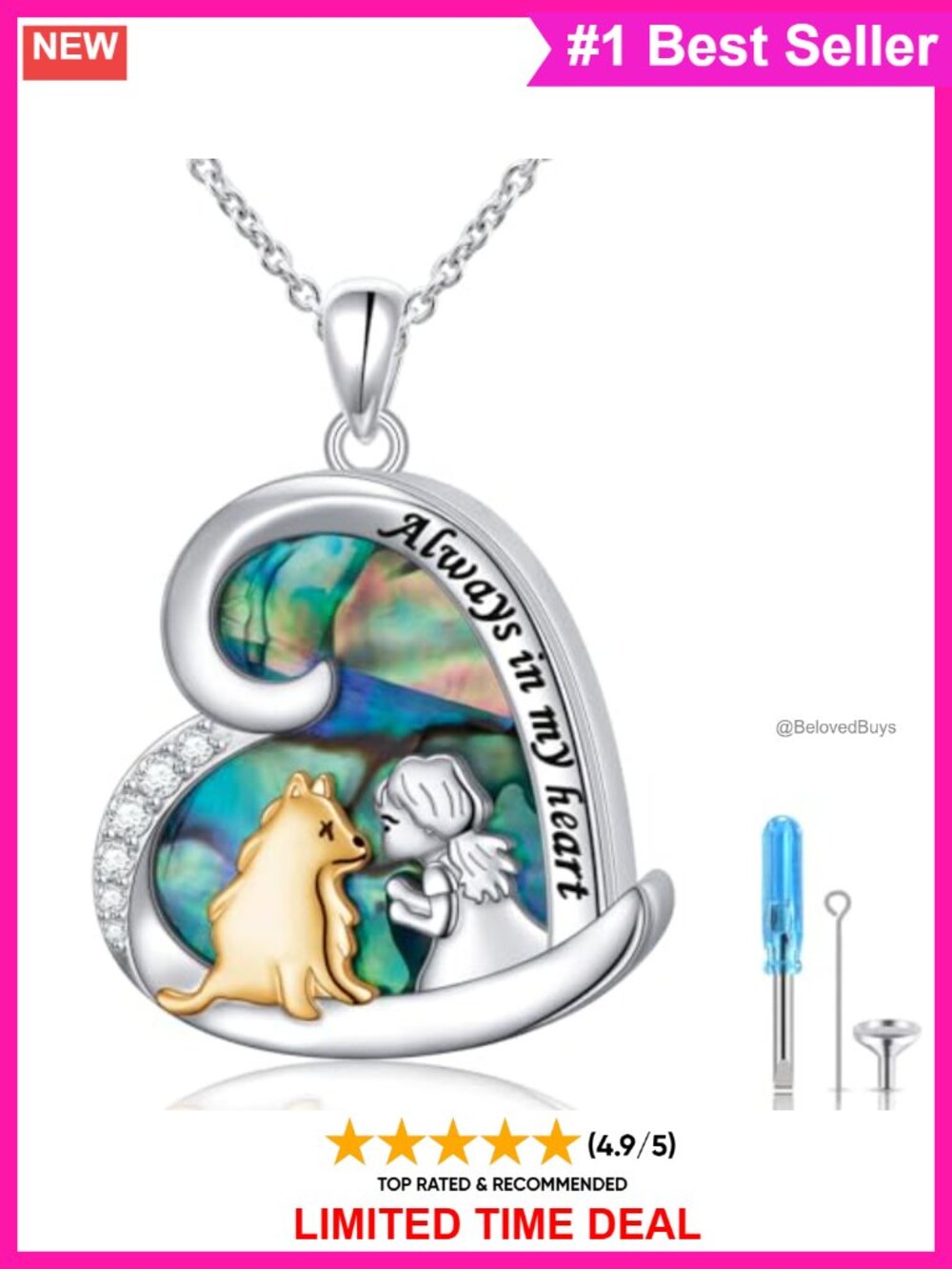S925 Sterling Silver Pet Urn Necklace Heart Pendant Ashes Keepsake